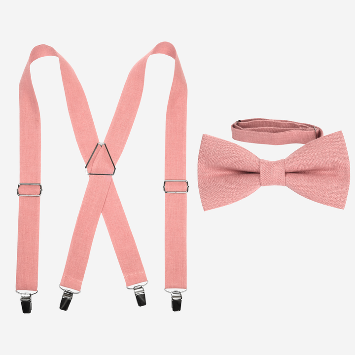 Rusty Pink Bow Tie and Suspenders Set