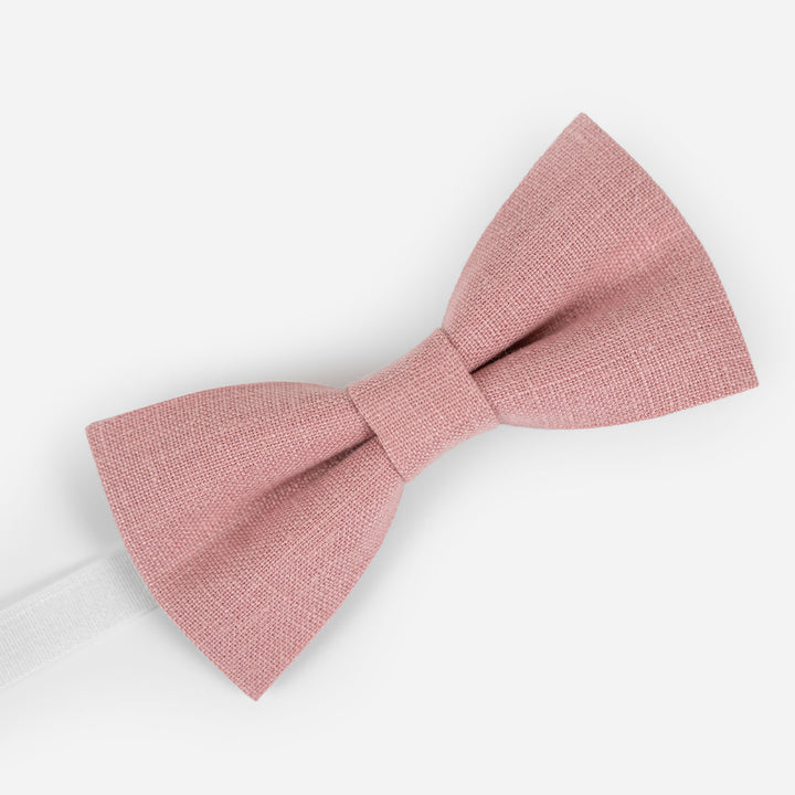 Blush Child Pink Linen Bow Tie