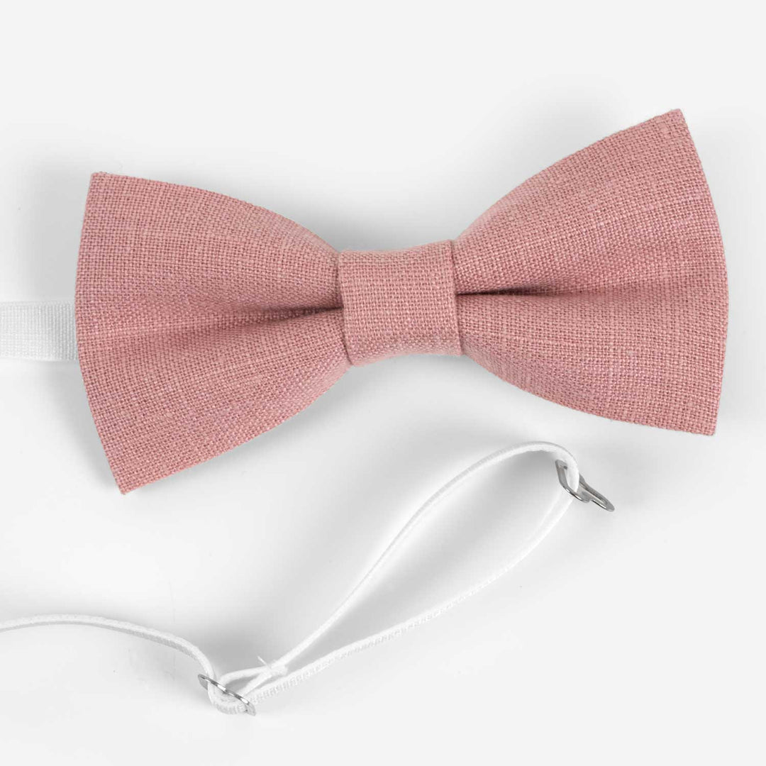 Blush Child Pink Linen Bow Tie
