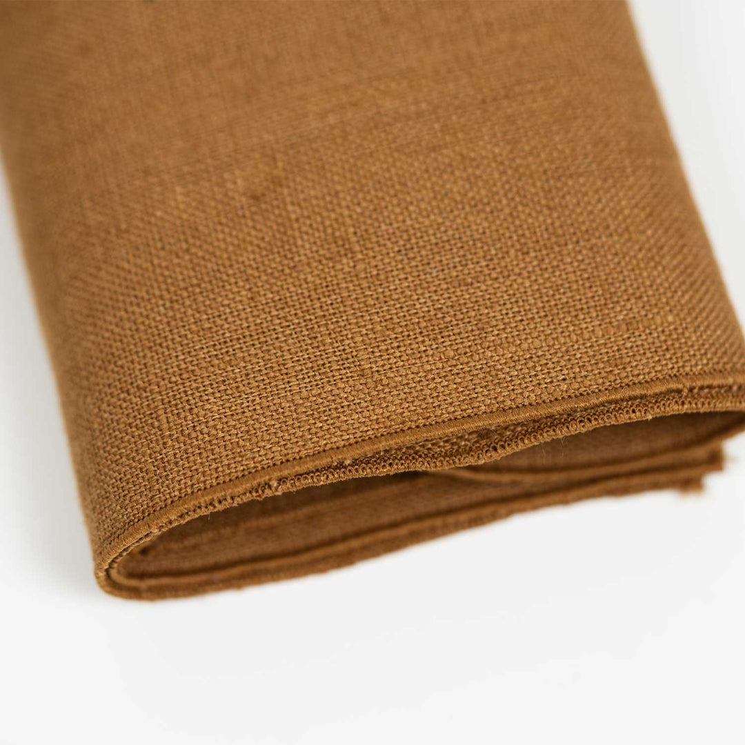 Cinnamon Yellow Linen Bow tie Pocket square Set