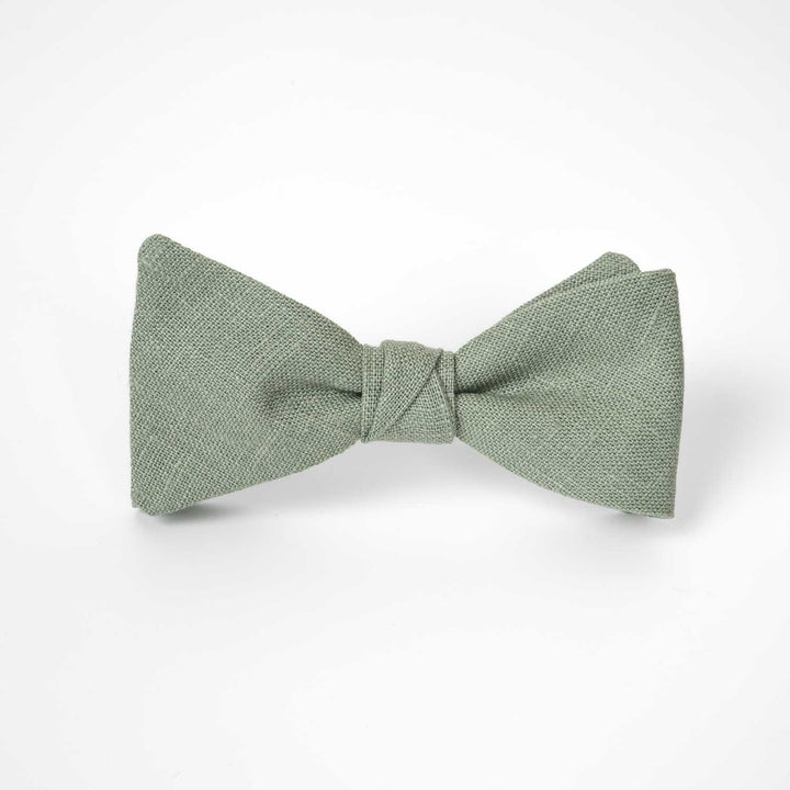 Sage Green Linen Pre - Tied Bow Tie - Hemmitie