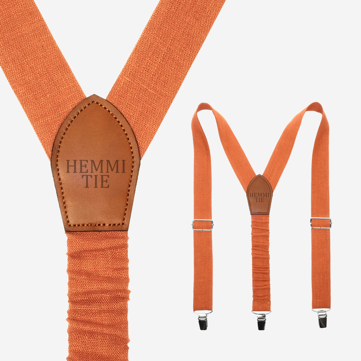 Orange Linen Y-Back Personalized Suspender