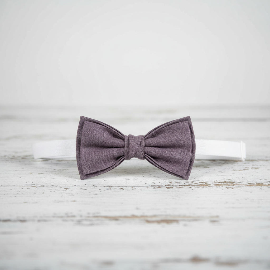 Dusty purple linen bow tie