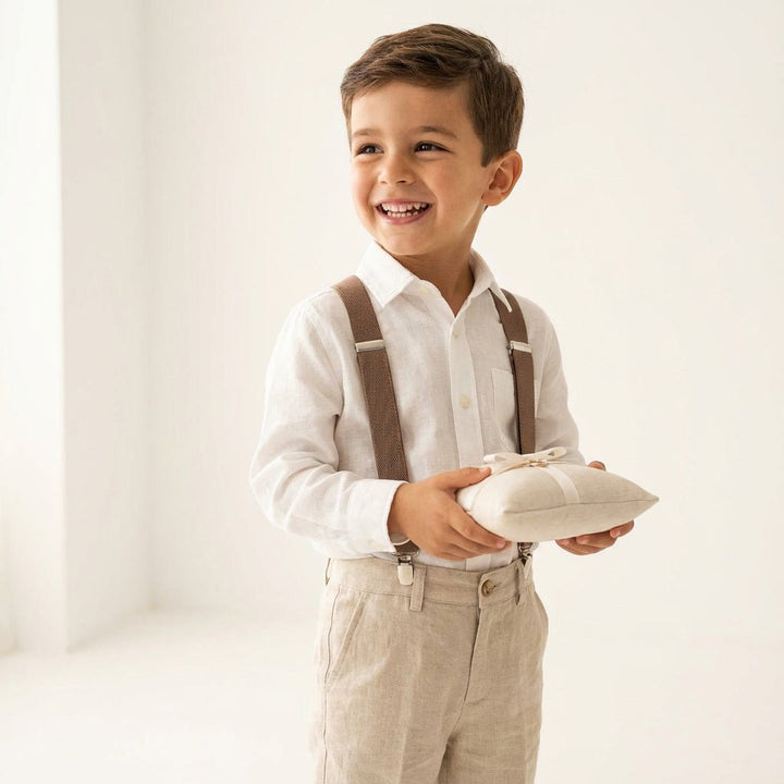 Taupe Brown Elastic X - Back Suspenders | Comfortable All - Size Fit - Hemmitie