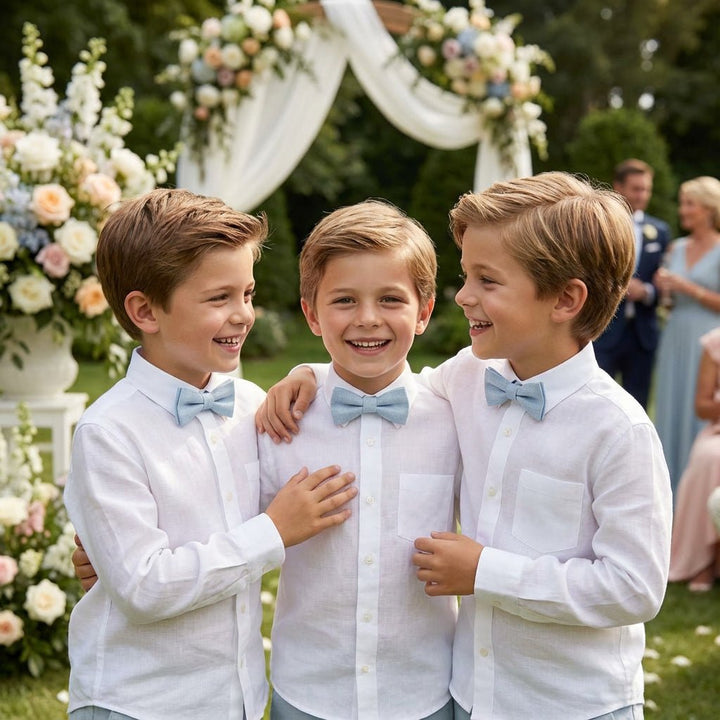 Dusty Blue Pre - tied Linen Bow tie - Hemmitie