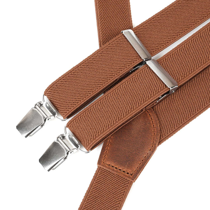 Adult Rustic Brown Y - Back Personalized Suspenders - Hemmitie