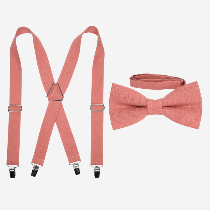 Rusty Pink Bow Tie and Suspenders Set