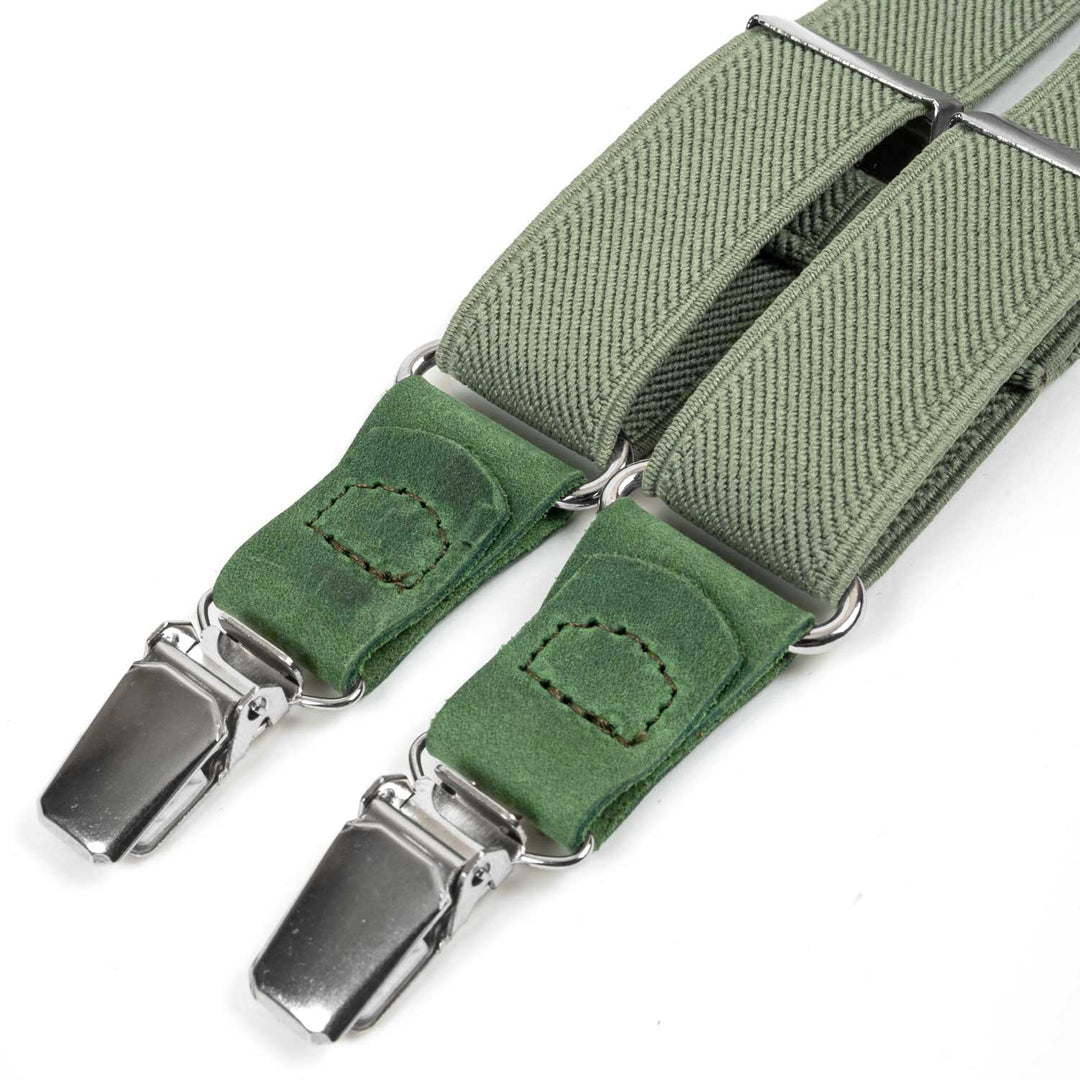 Sage Green Suspenders & Linen Bow Tie Set | 9 Sizes (Age 1–Adult)