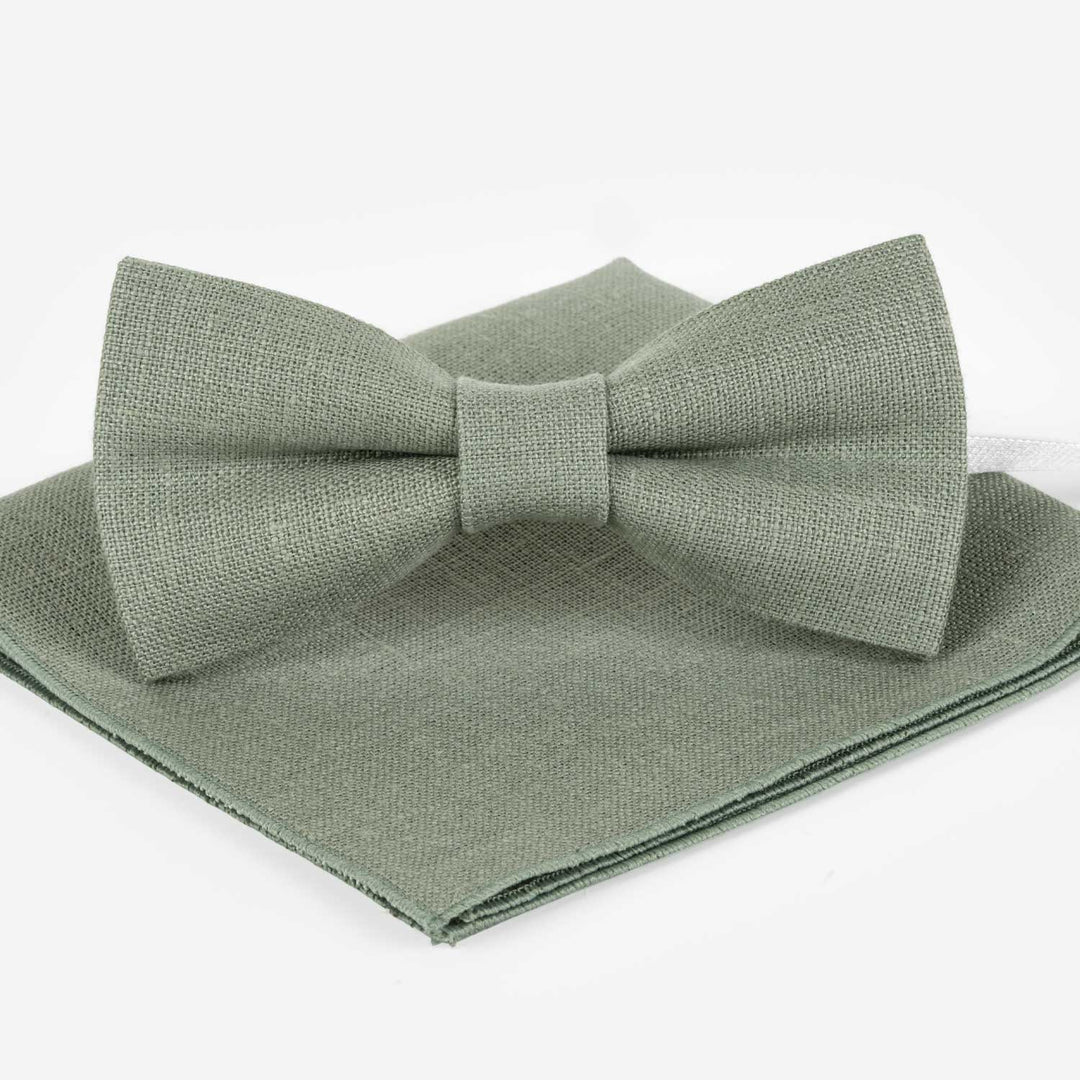 Groomsmen Sage Bow Tie & Pocket Square Sets