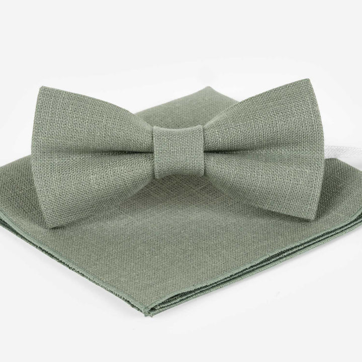 Groomsmen Sage Bow Tie & Pocket Square Sets