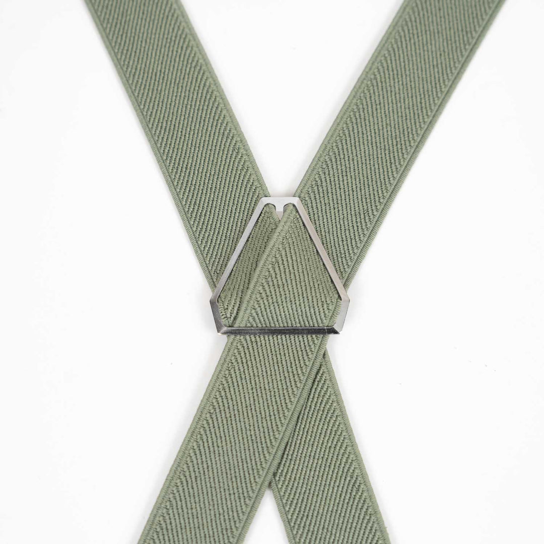 X - Back Elastic Suspenders | Sage Green, Light Sage & Dark Khaki - Hemmitie