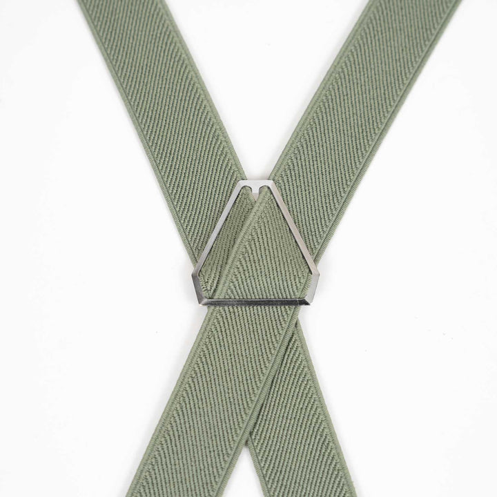 X - Back Elastic Suspenders | Sage Green, Light Sage & Dark Khaki - Hemmitie