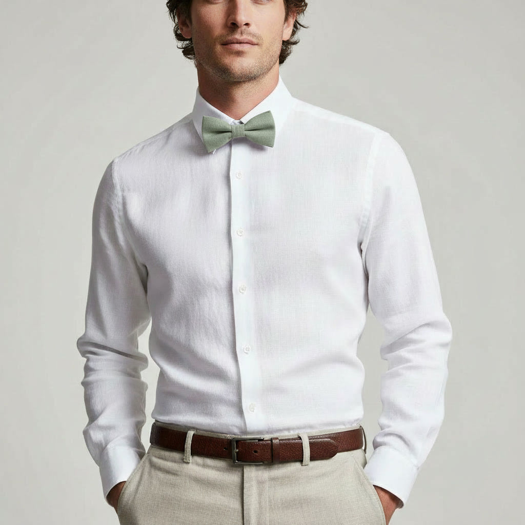 Sage Green Linen Bow ties