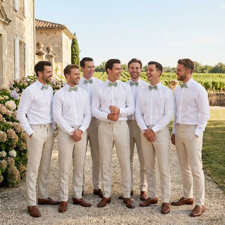 Men's Pre - Tied Butterfly Bow Tie In Light Sage Green Color - Hemmitie