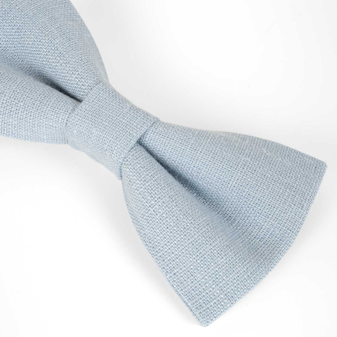 Dusty Blue Pre - tied Linen Bow tie - Hemmitie