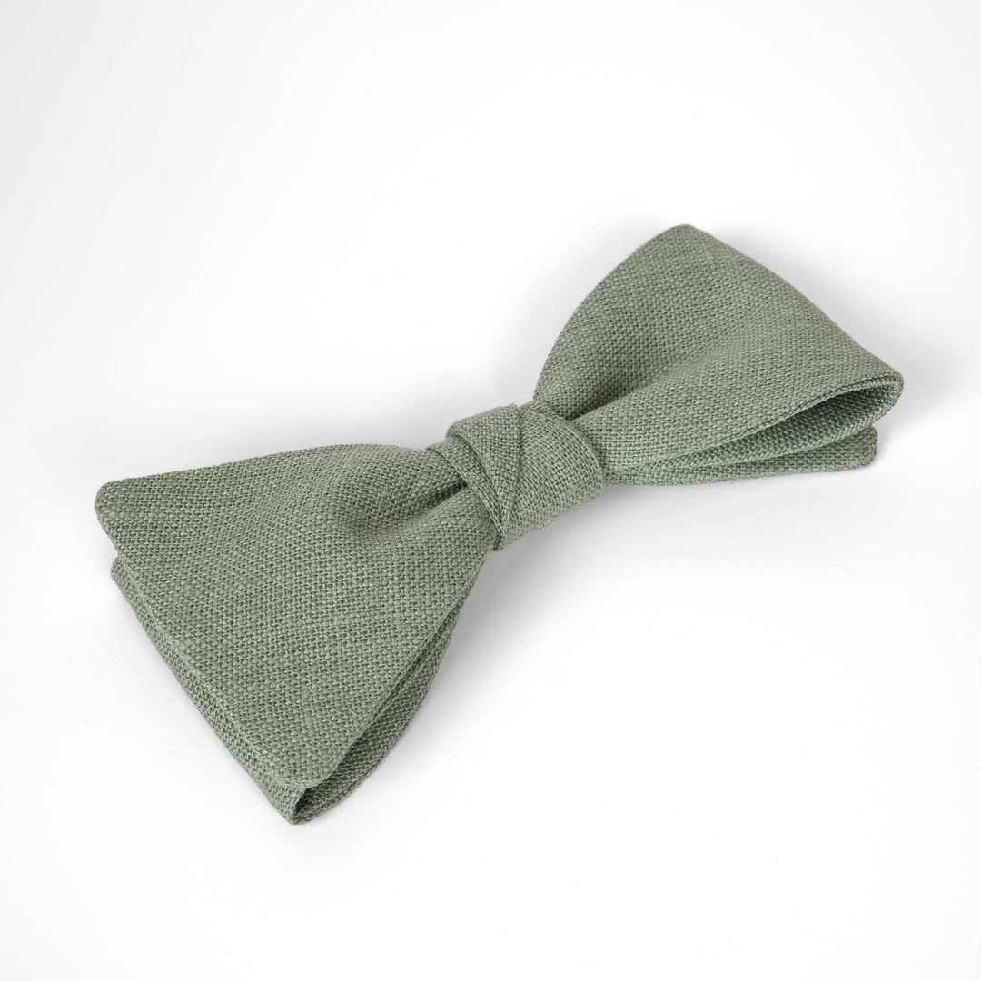 Sage Green Linen Pre - Tied Bow Tie - Hemmitie