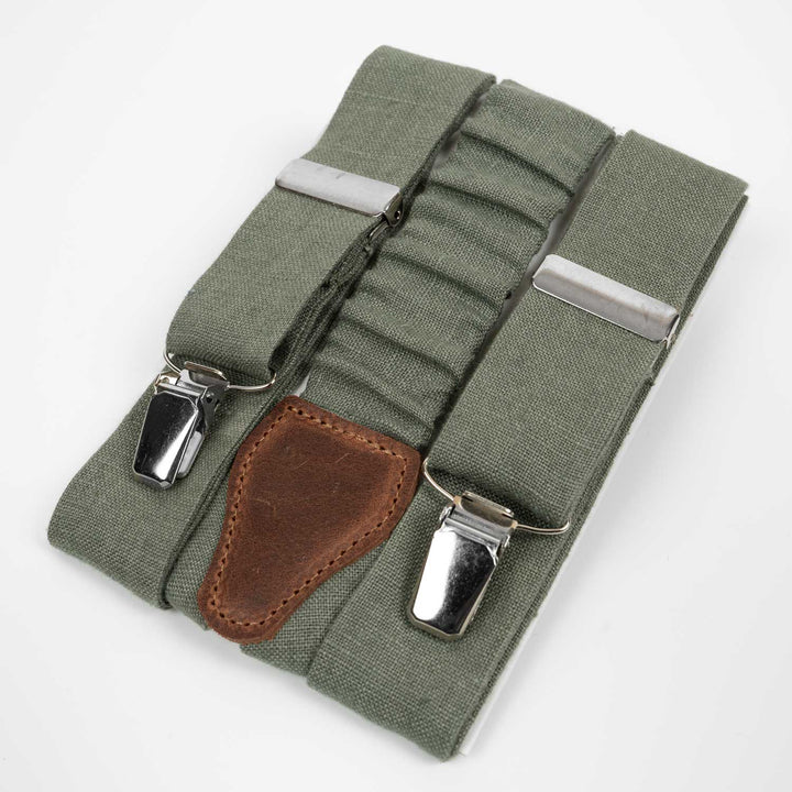 Sage Green Bow Tie & Suspenders Set