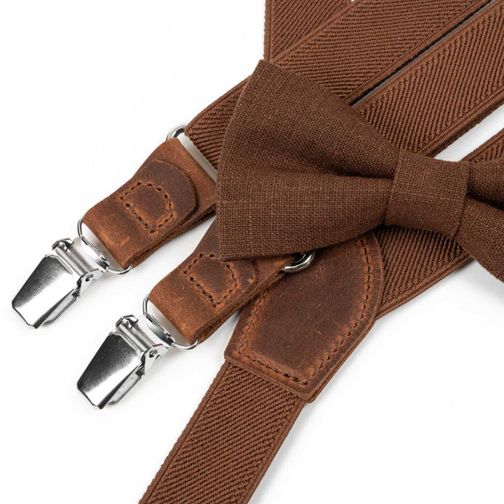 Terracotta Suspenders & Multi-Color Bow Tie Set