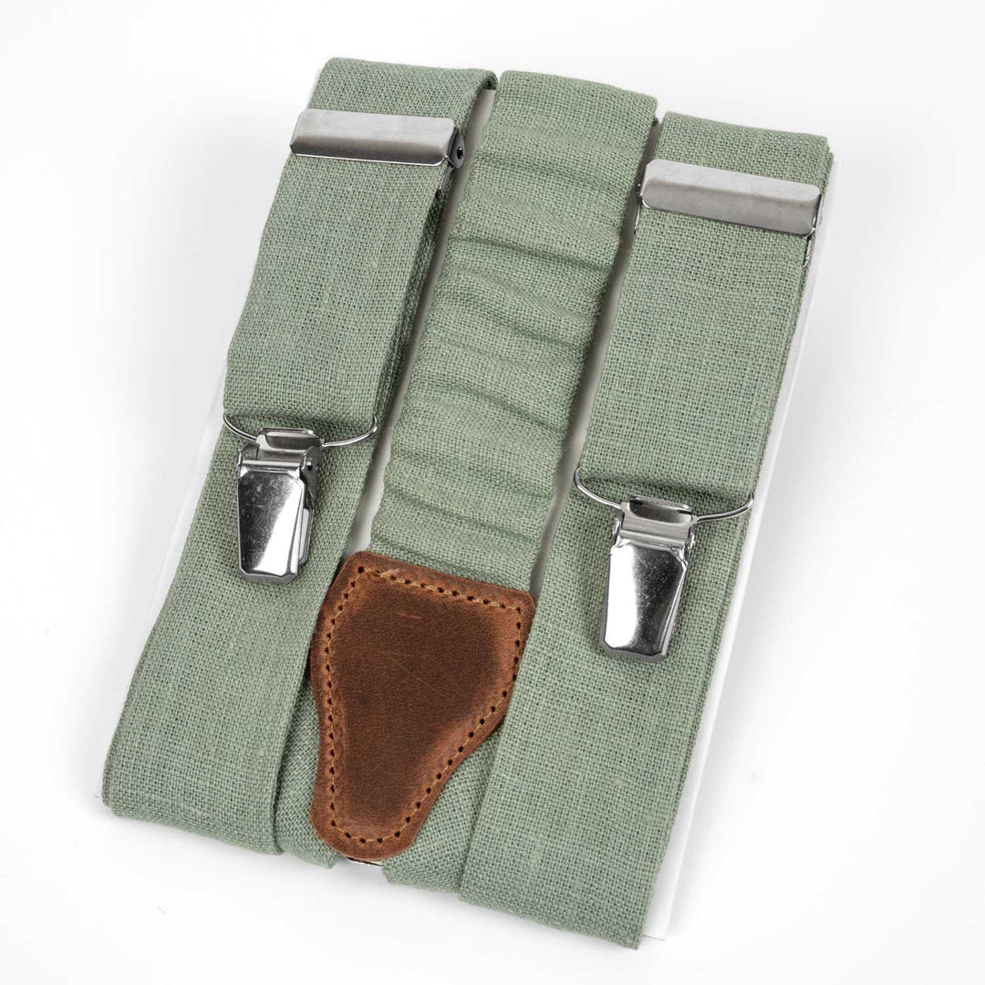 Sage Green Bow Tie & Suspenders Set