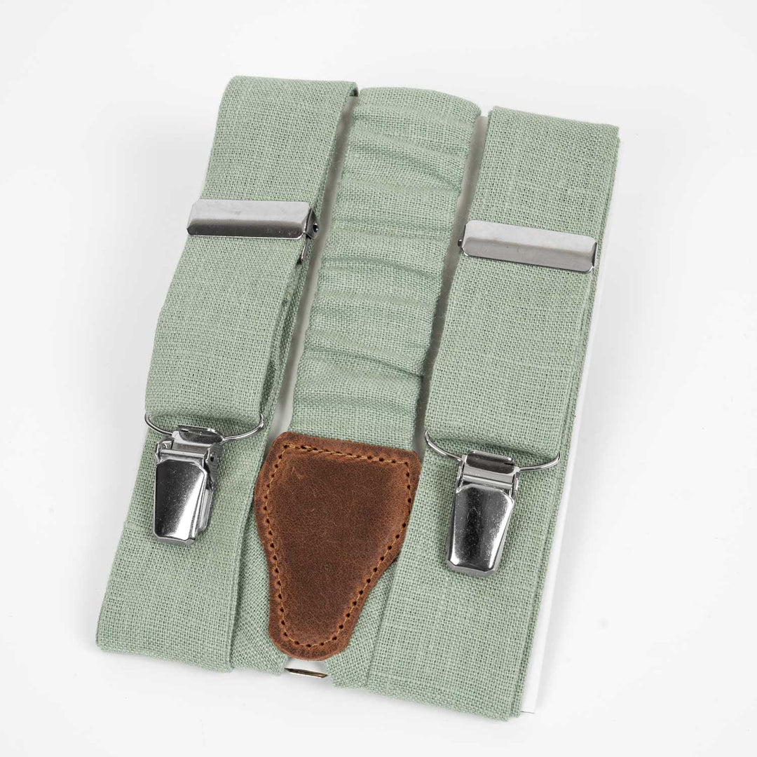 Sage Green Bow Tie & Suspenders Set