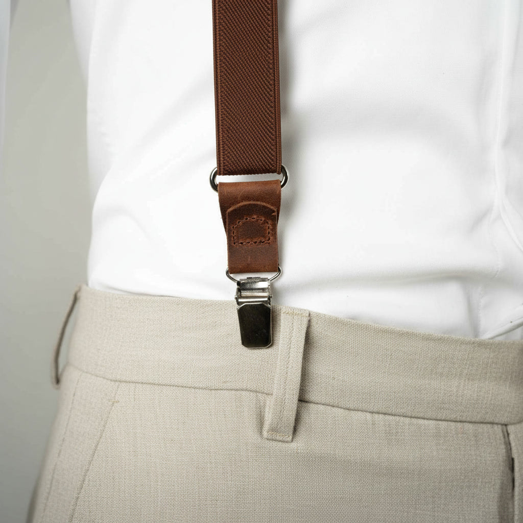 Terracotta Suspenders & Multi-Color Bow Tie Set