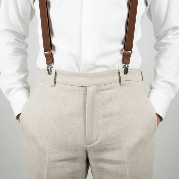 Terracotta Suspenders & Multi-Color Bow Tie Set