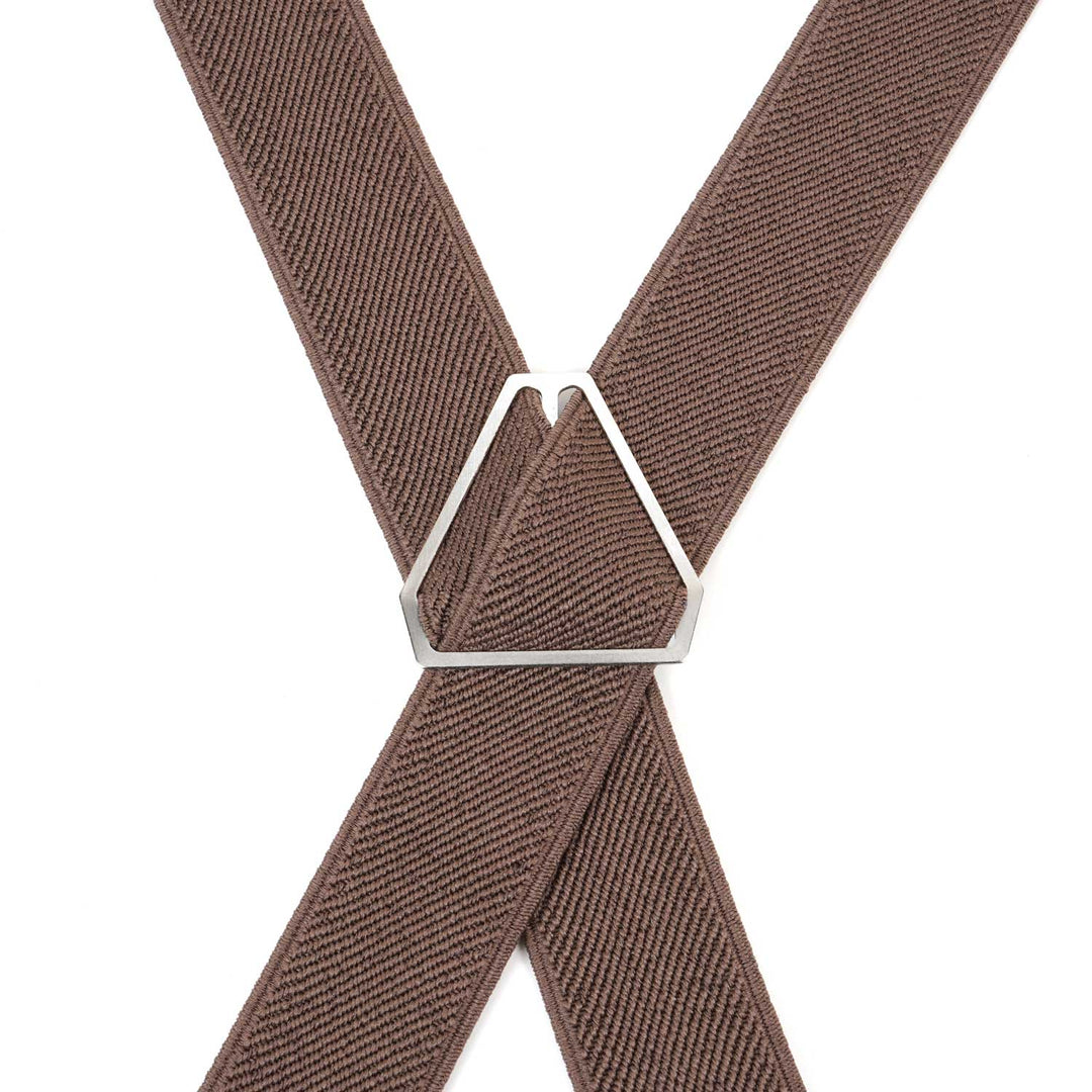 Taupe Brown Elastic X - Back Suspenders | Comfortable All - Size Fit - Hemmitie