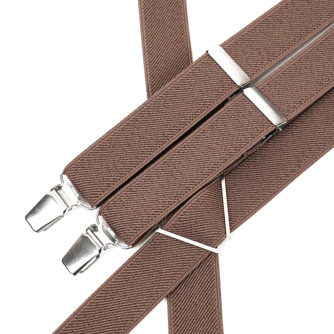 Taupe Brown Elastic X - Back Suspenders | Comfortable All - Size Fit - Hemmitie