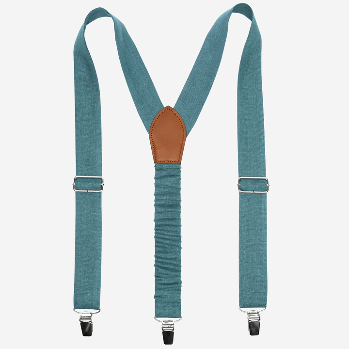 Teal Linen Suspenders