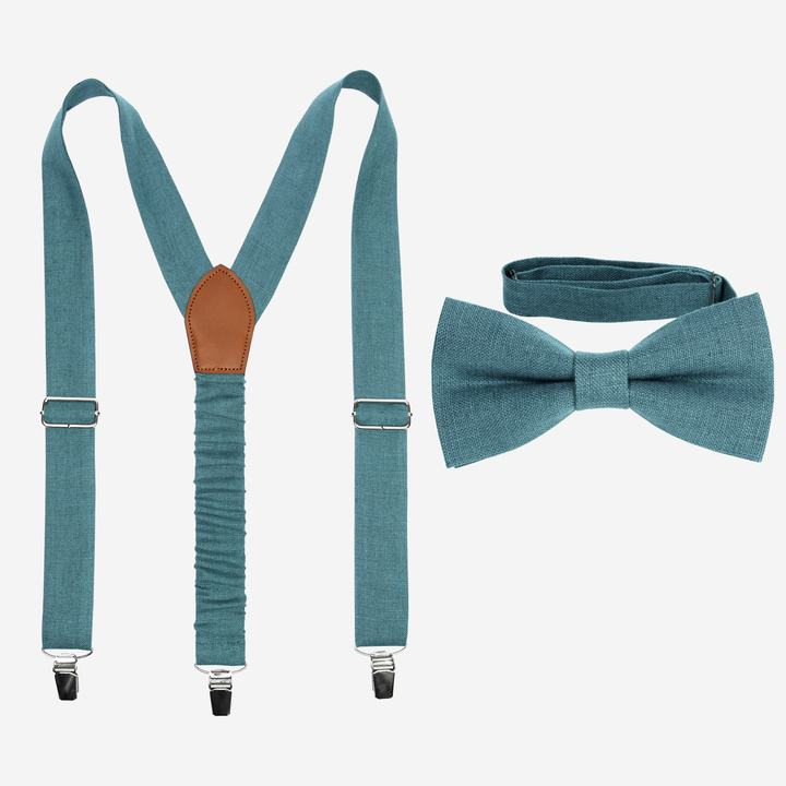 Blue Suspenders Bow tie Set