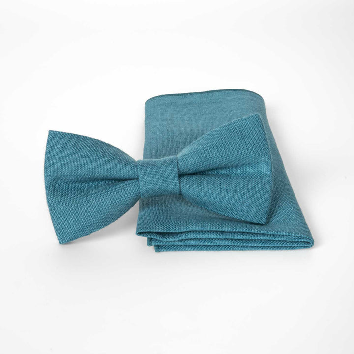 Teal Pocket Square & Bow tie Set - Hemmitie