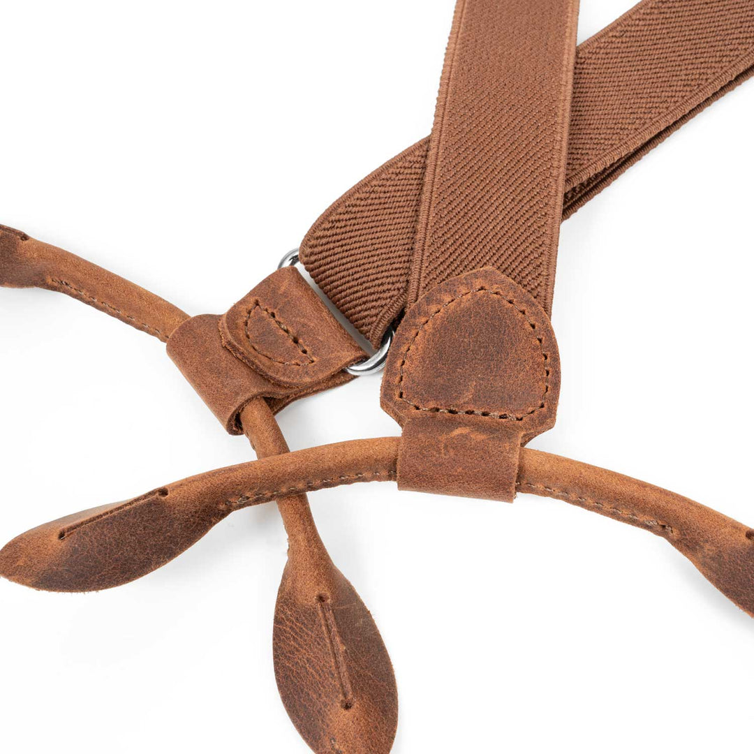 Adult Rustic Brown Y - Back Personalized Suspenders - Hemmitie