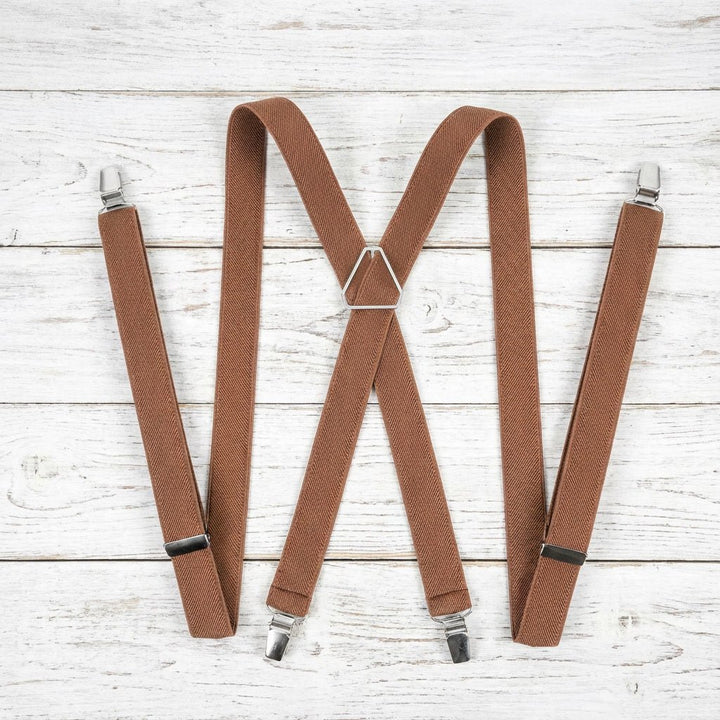 Taupe Brown Elastic X - Back Suspenders | Comfortable All - Size Fit - Hemmitie