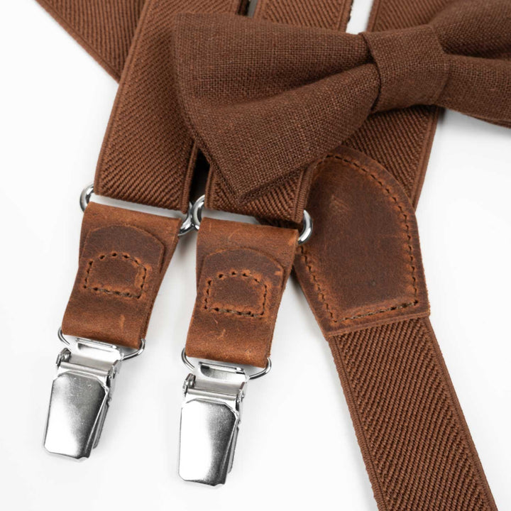 Terracotta Suspenders & Multi-Color Bow Tie Set