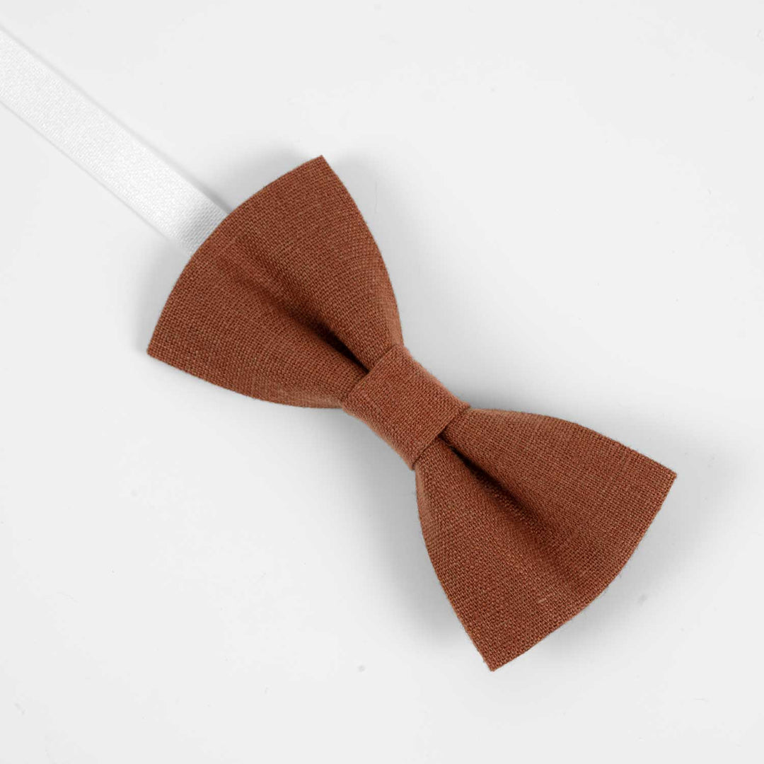 Terracotta Linen Bow tie