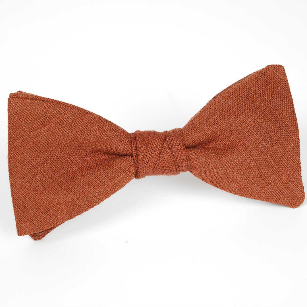 Terracotta Rustic Linen Bow Tie | Handmade Pre - Tied - Hemmitie
