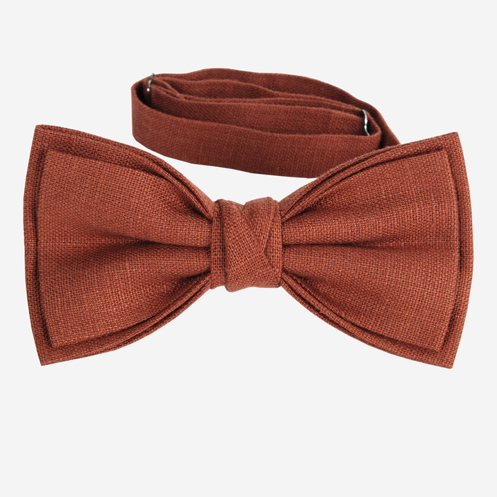 Men's Terracotta Linen Bow Tie