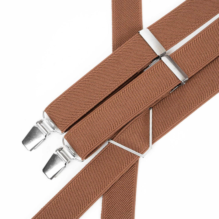 Taupe Brown Elastic X - Back Suspenders | Comfortable All - Size Fit - Hemmitie