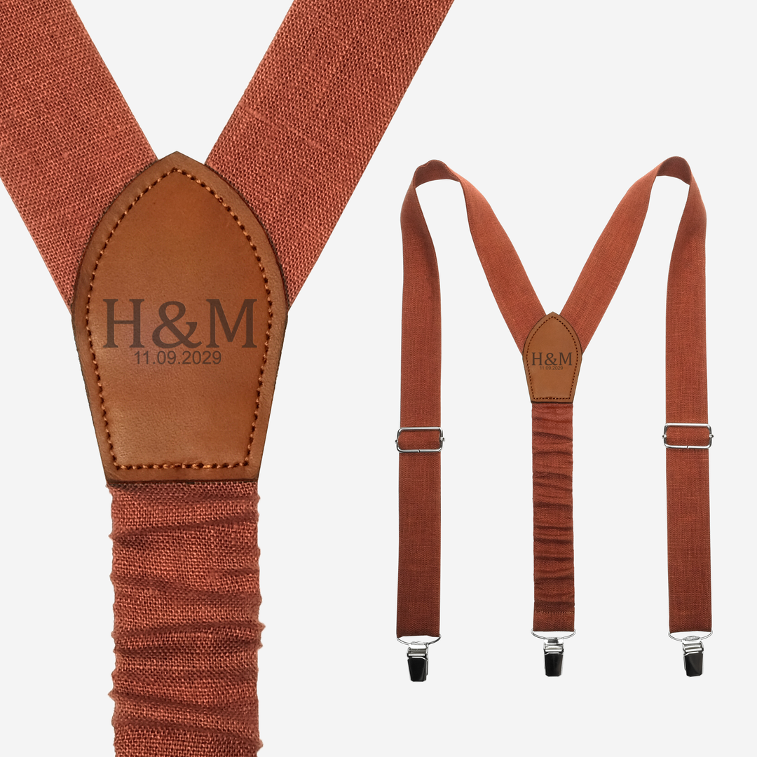 Orange Linen Y-Back Personalized Suspender