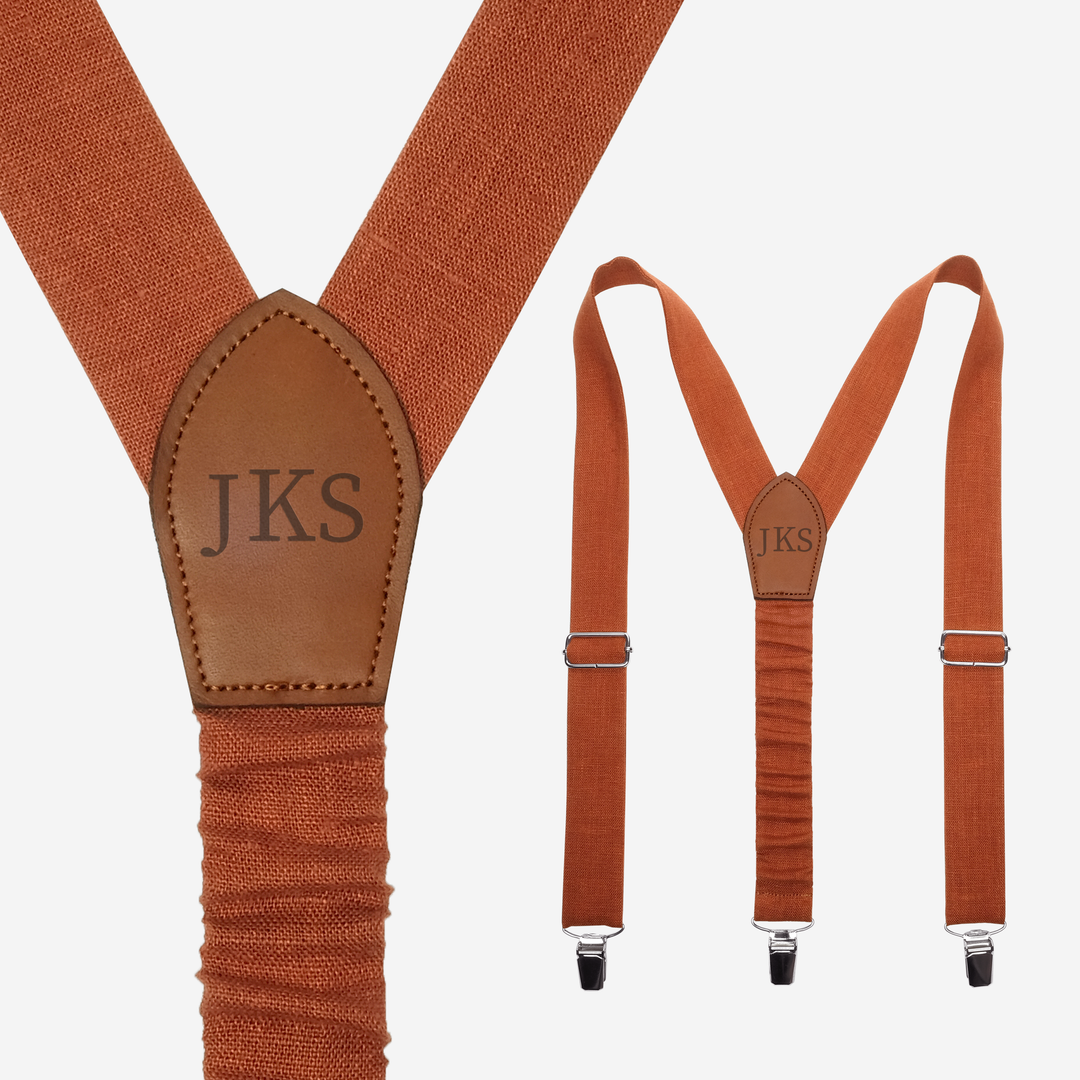 Orange Linen Y-Back Personalized Suspender