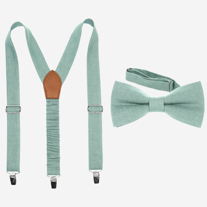 Blue Suspenders Bow tie Set