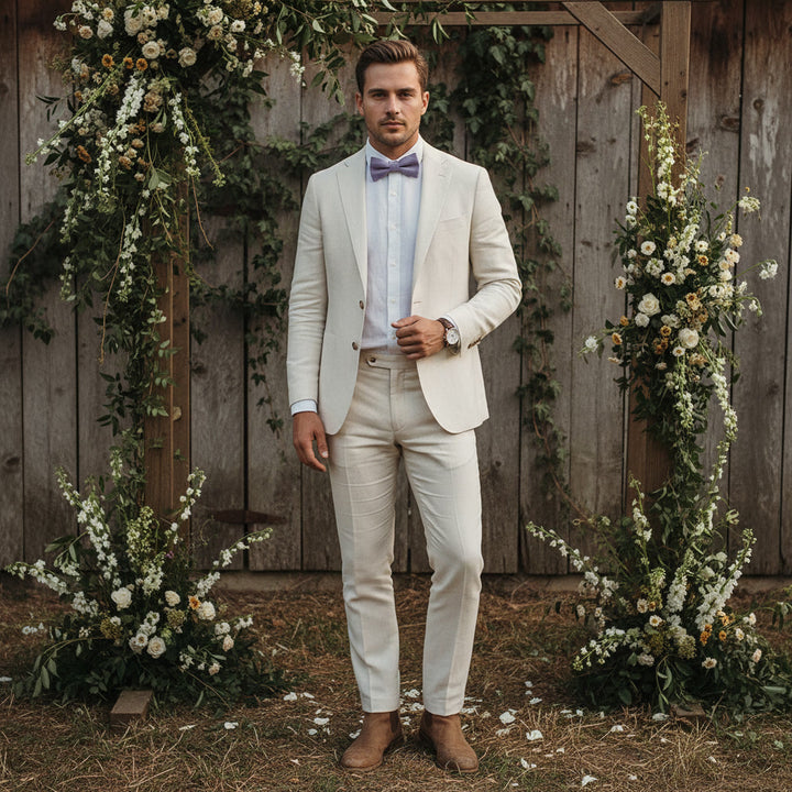 Dusty lilac linen bow tie