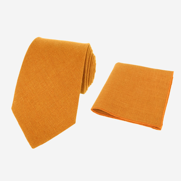 Terracotta necktie pocket square set