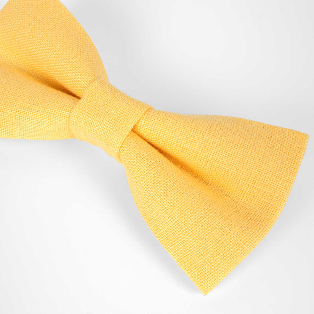 Classic Yellow Linen Bow Tie - Hemmitie