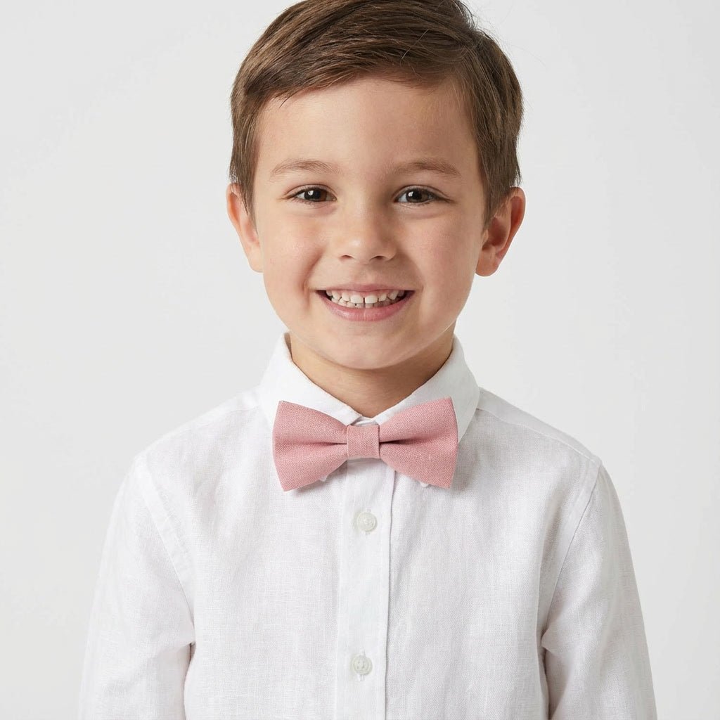 Blush Pink Linen Bow Tie Classic - Hemmitie