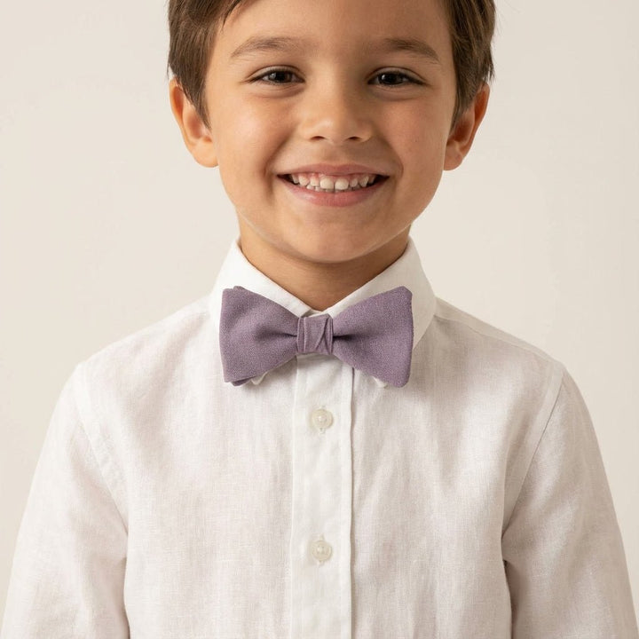 Dusty Purple Pre - tied Linen Bow Tie - Hemmitie